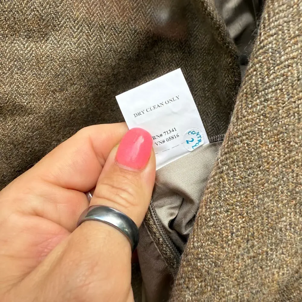 Vintage L.L. Bean Brown Herringbone Sport Coat Blazer Wool Cashmere 46R